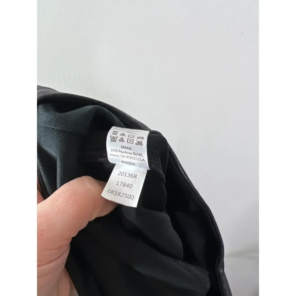 NEW SPANX Faux Leather Moto High-Waisted Fitted Leggings Very Black Size: Medium